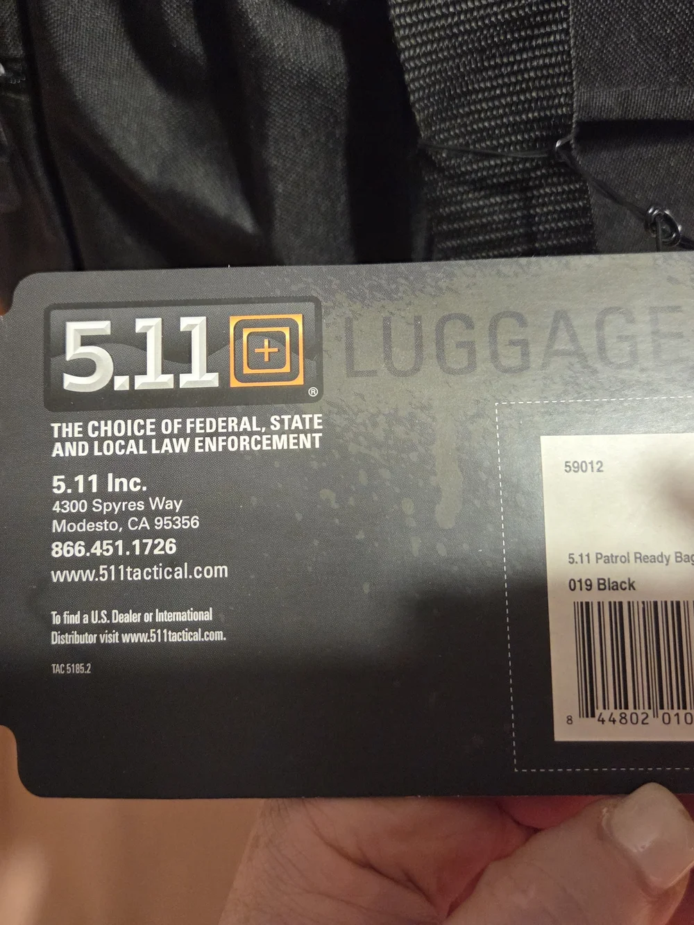 5.11 Tactical Black Duffel Bag with Shoulder Strap